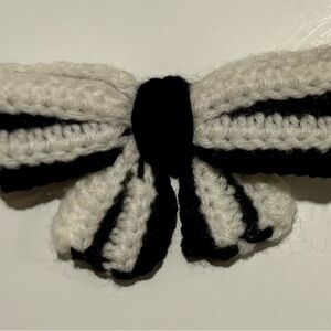 White and Black Crochet Bow